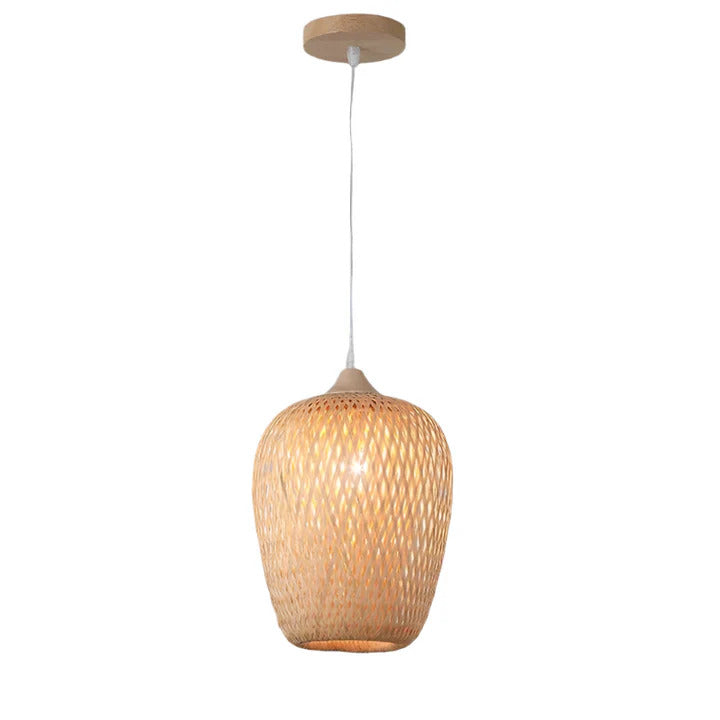 Rattan Minimal Pendant Light in Beige-1