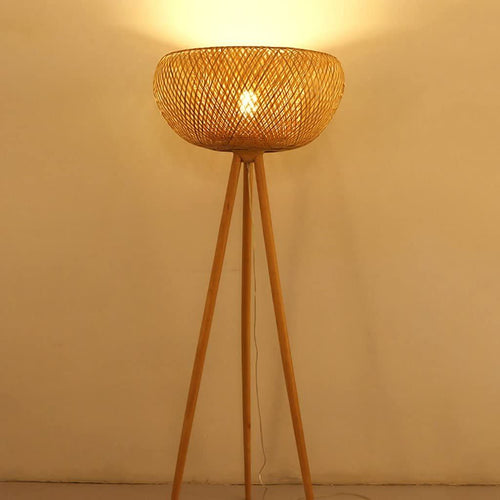 Rattan Floor Lamp in Beige-2