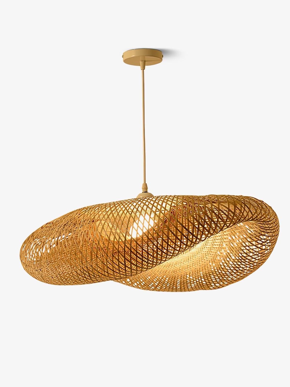 Rattan Wave Pendant Light in Beige-1