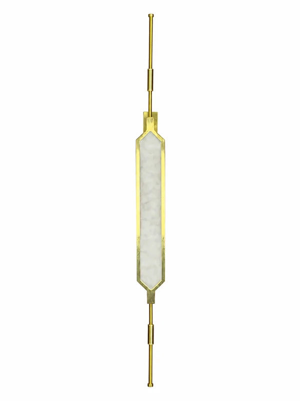Luxury Vertical Wall Sconce with Marble Effect Brass Gold LED Wall Light 125cm 30W Fixed