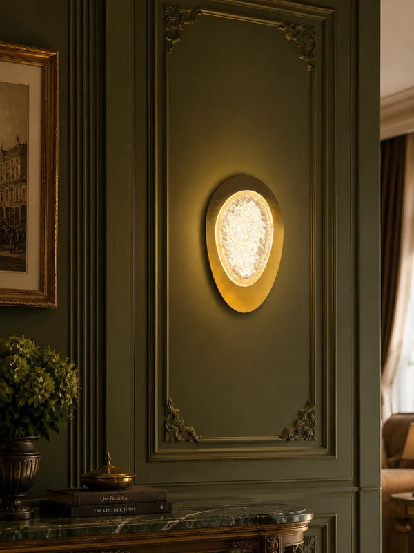 Modern Wall Sconce with Textured Crystal Acrylic Brass Gold Brushed Stainless Steel Wall Light