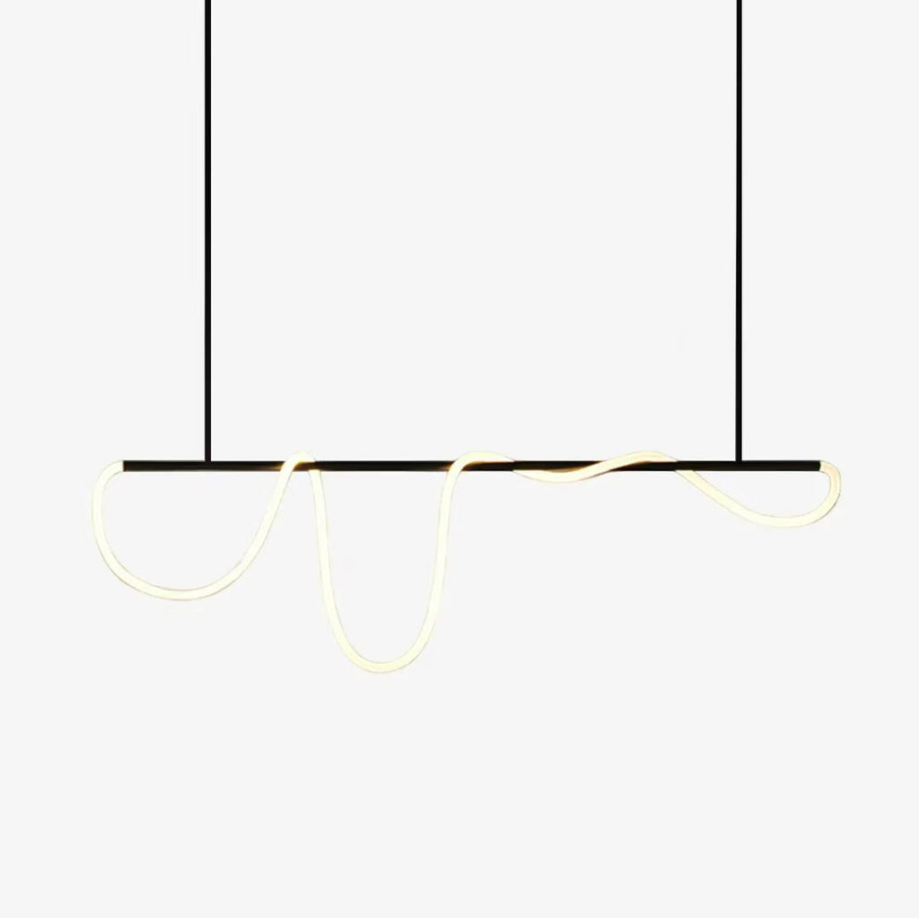 Modern Linear LED Pendant Light with Flowing Silica Tube Stainless Steel Hanging Light