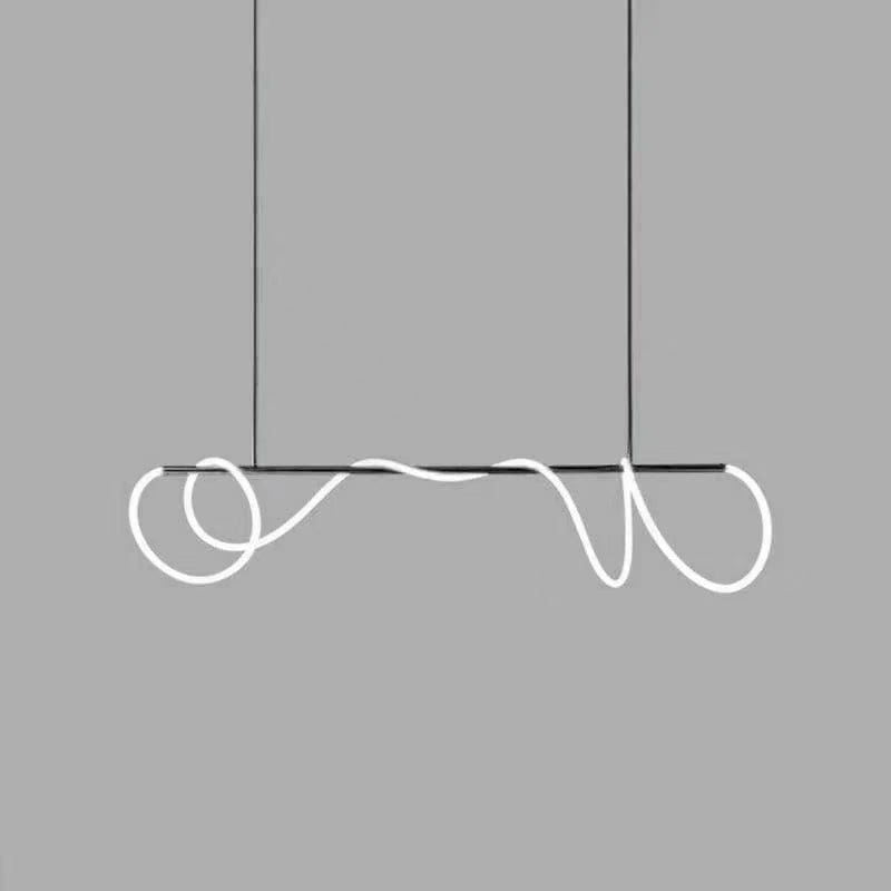 Modern Linear LED Pendant Light with Flowing Silica Tube Stainless Steel Hanging Light