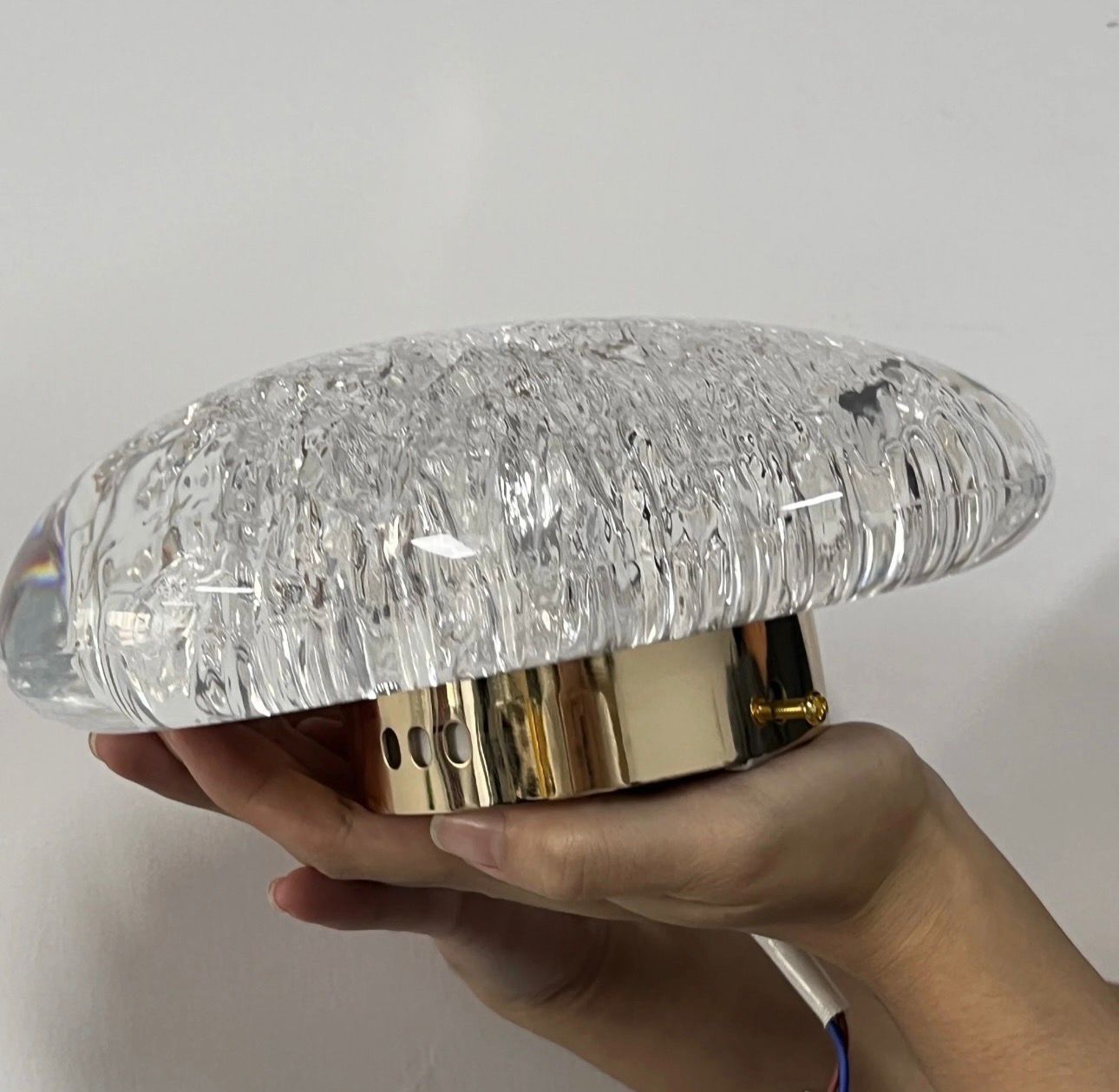 Modern Wall Sconce with Textured Crystal Acrylic Brass Gold Brushed Stainless Steel Wall Light