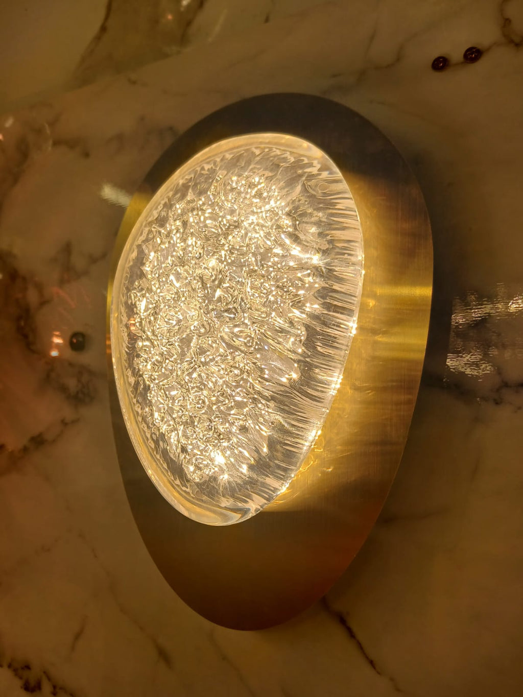 Modern Wall Sconce with Textured Crystal Acrylic Brass Gold Brushed Stainless Steel Wall Light