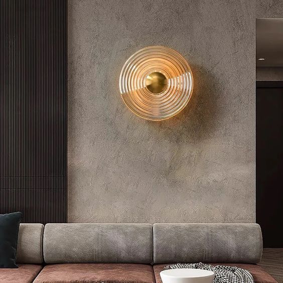Modern Amber Glass Wall Sconce Brass Gold Brushed Stainless Steel LED Wall Light 10W Fixed