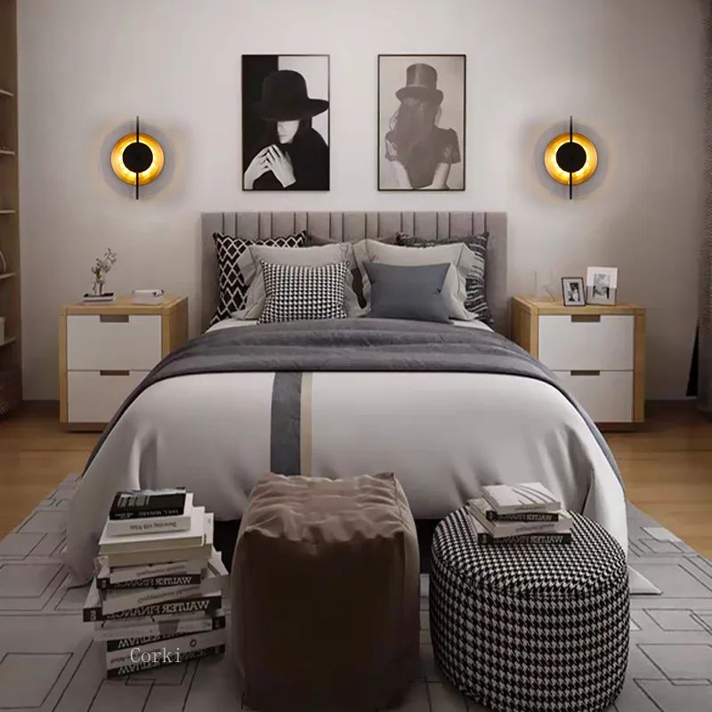 Modern Geometric Wall Sconce Brass Gold & Matte Black LED Wall Light 5W Fixed