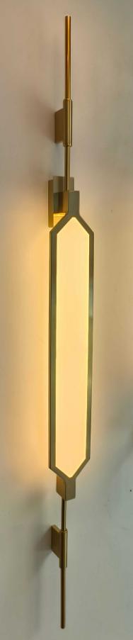 Luxury Vertical Wall Sconce with Marble Effect Brass Gold LED Wall Light 125cm 30W Fixed