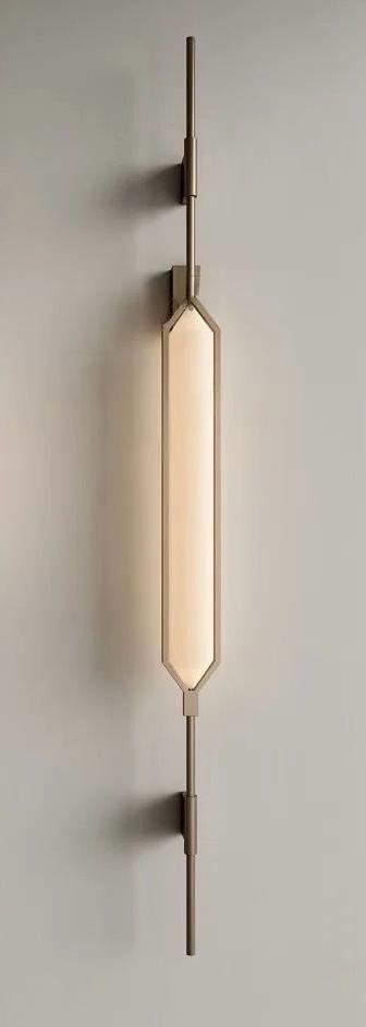 Luxury Vertical Wall Sconce with Marble Effect Brass Gold LED Wall Light 125cm 30W Fixed