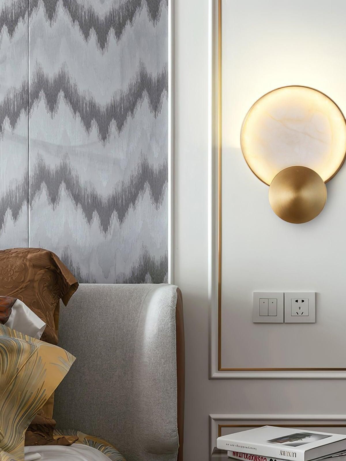 Modern Marble Effect Wall Sconce Brass Gold LED Wall Light with Decorative Globe 10W Fixed