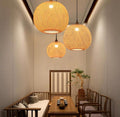 Rattan Round Pendant Light in Beige-1