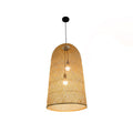 Rattan Long Pendant Light in Beige